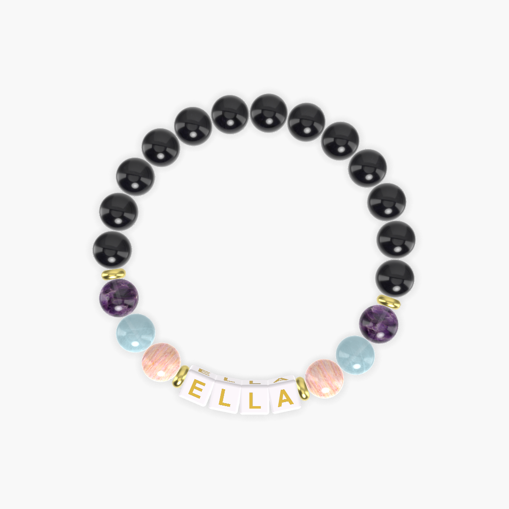 Black Obsidian, Rhodonite, Aquamarine and more Gemstone Bracelet