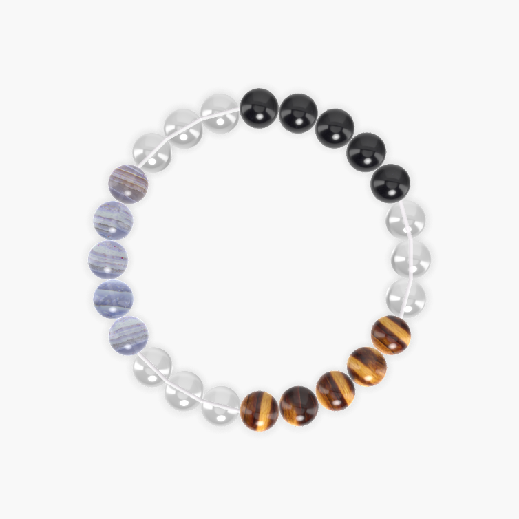 Clear Quartz, Tiger Eye, Black Tourmaline and more Gemstone Bracelet