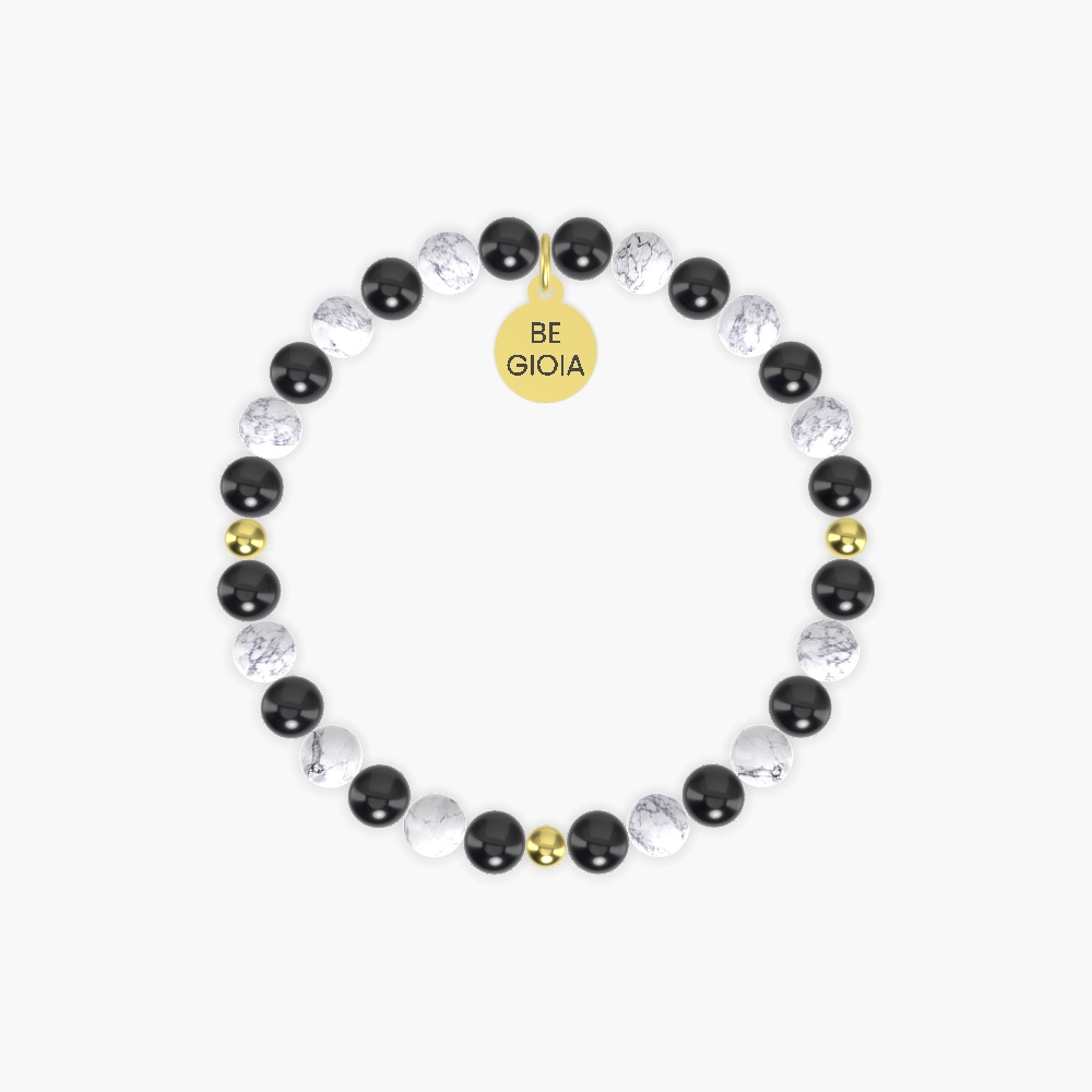 Black Tourmaline and Howlite Bracelet