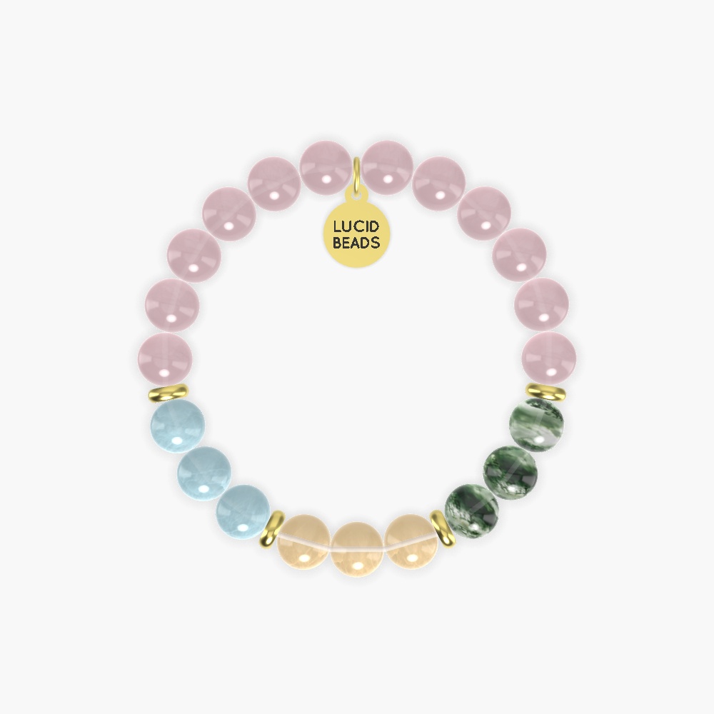 Rose Quartz, Citrine, Moss Agate and more Gemstone Bracelet