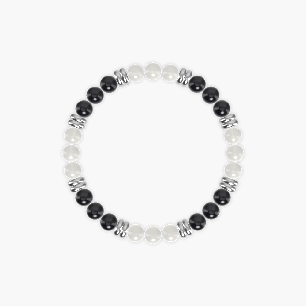Moonstone and Black Obsidian Bracelet