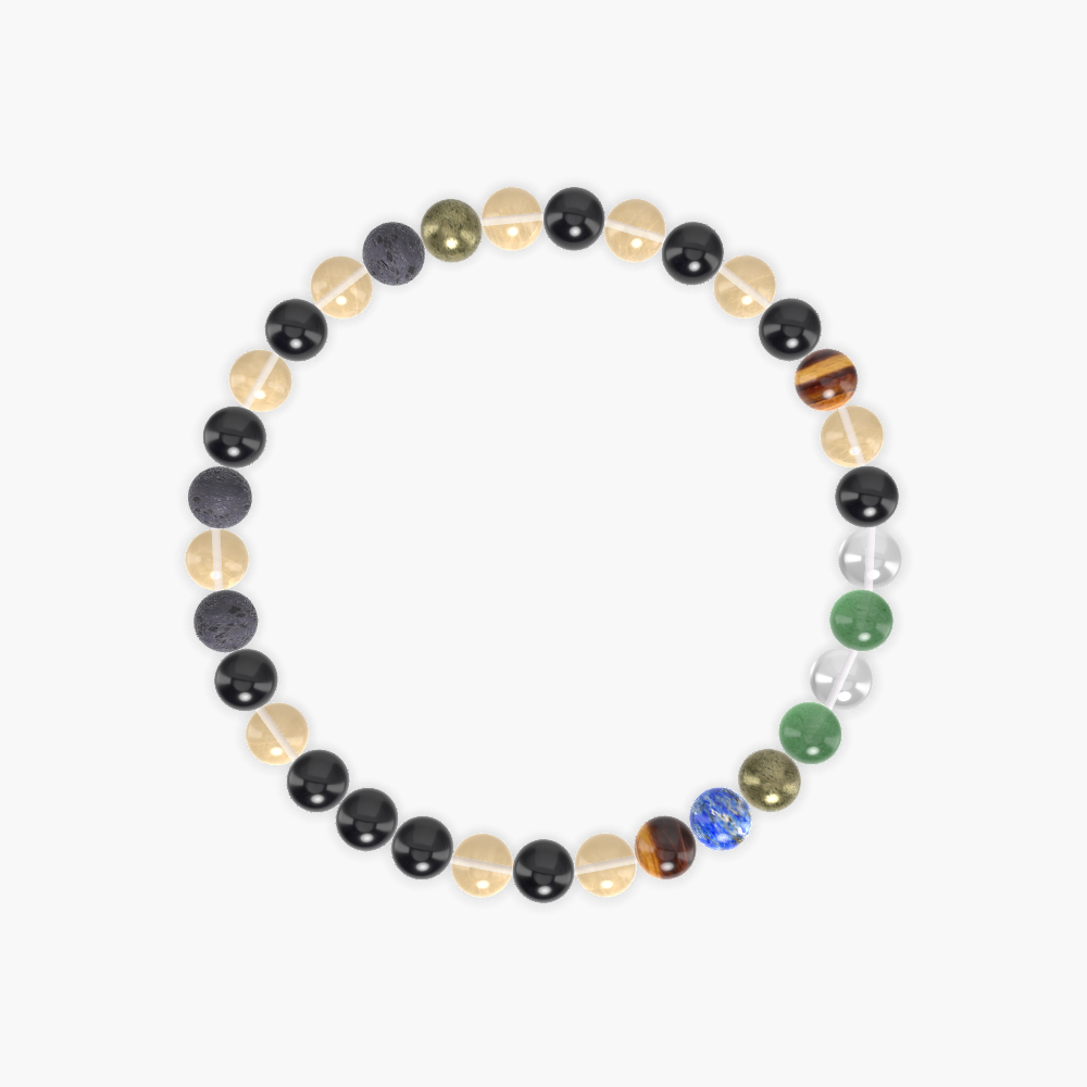 Black Tourmaline, Citrine, Lava Rock and more Gemstone Bracelet