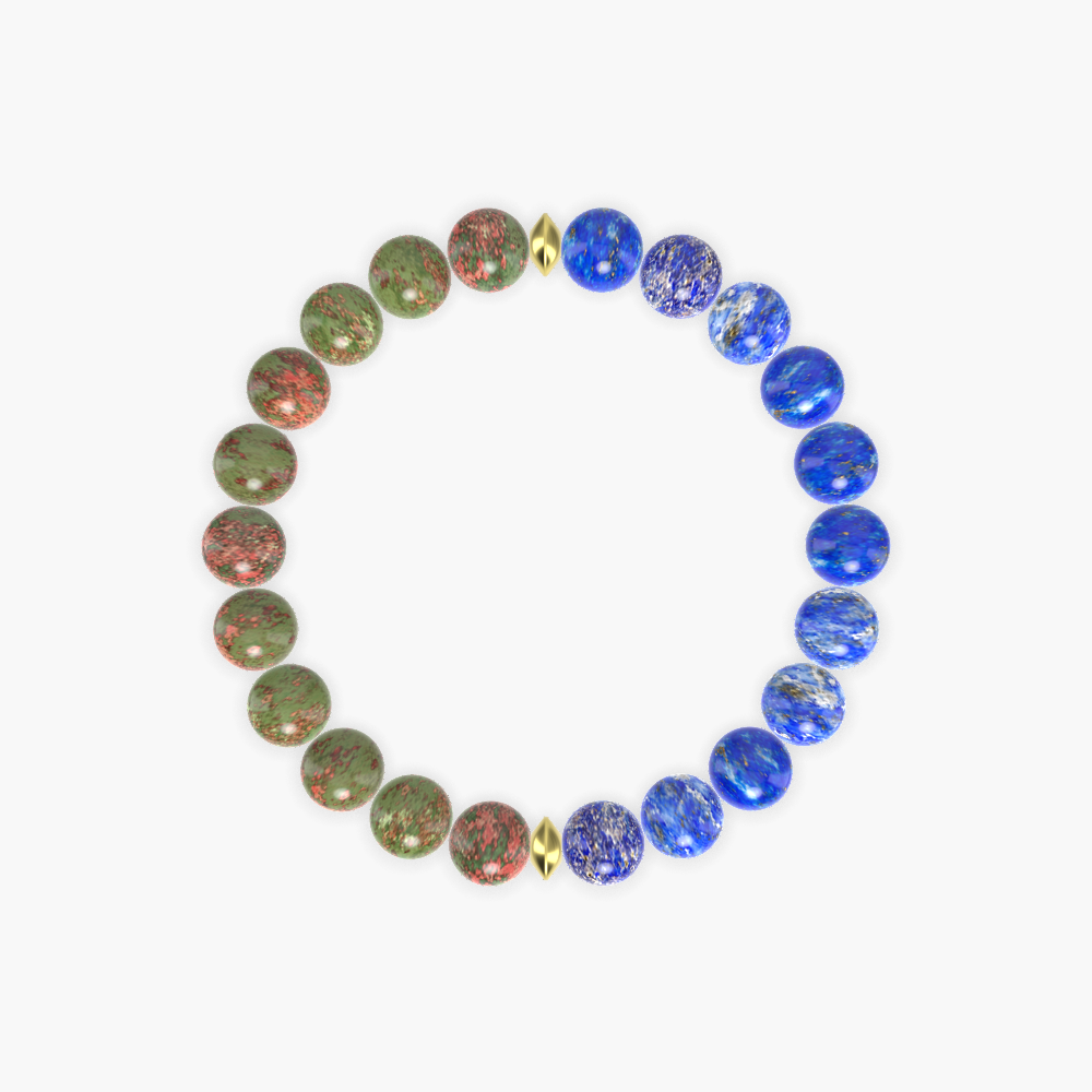 Lapis Lazuli and Unakite Bracelet