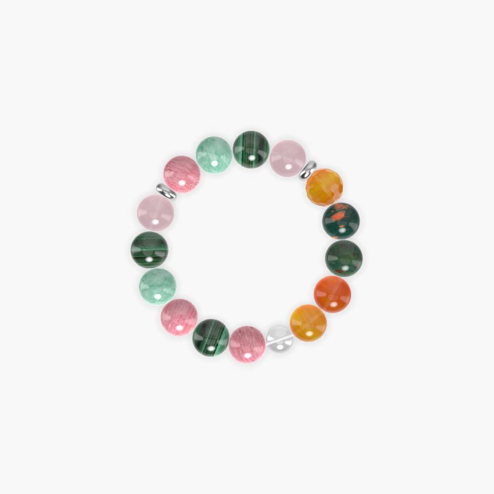 Rhodonite, Carnelian, Malachite and more Gemstone Bracelet