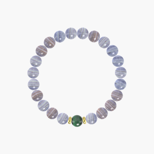 Blue Lace Agate and Malachite Bracelet