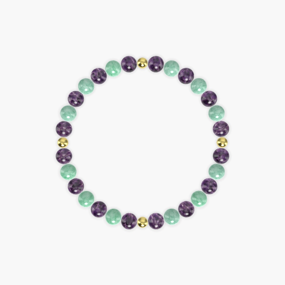 Amethyst and Green Jade Bracelet