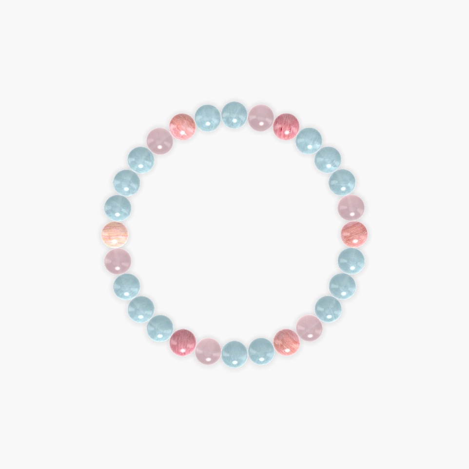 Aquamarine, Rhodonite and Rose Quartz Bracelet