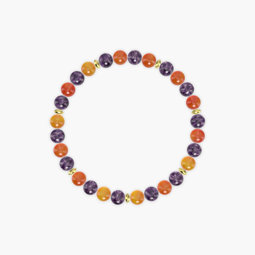 Celestial Harmony - Carnelian and Amethyst Bracelet