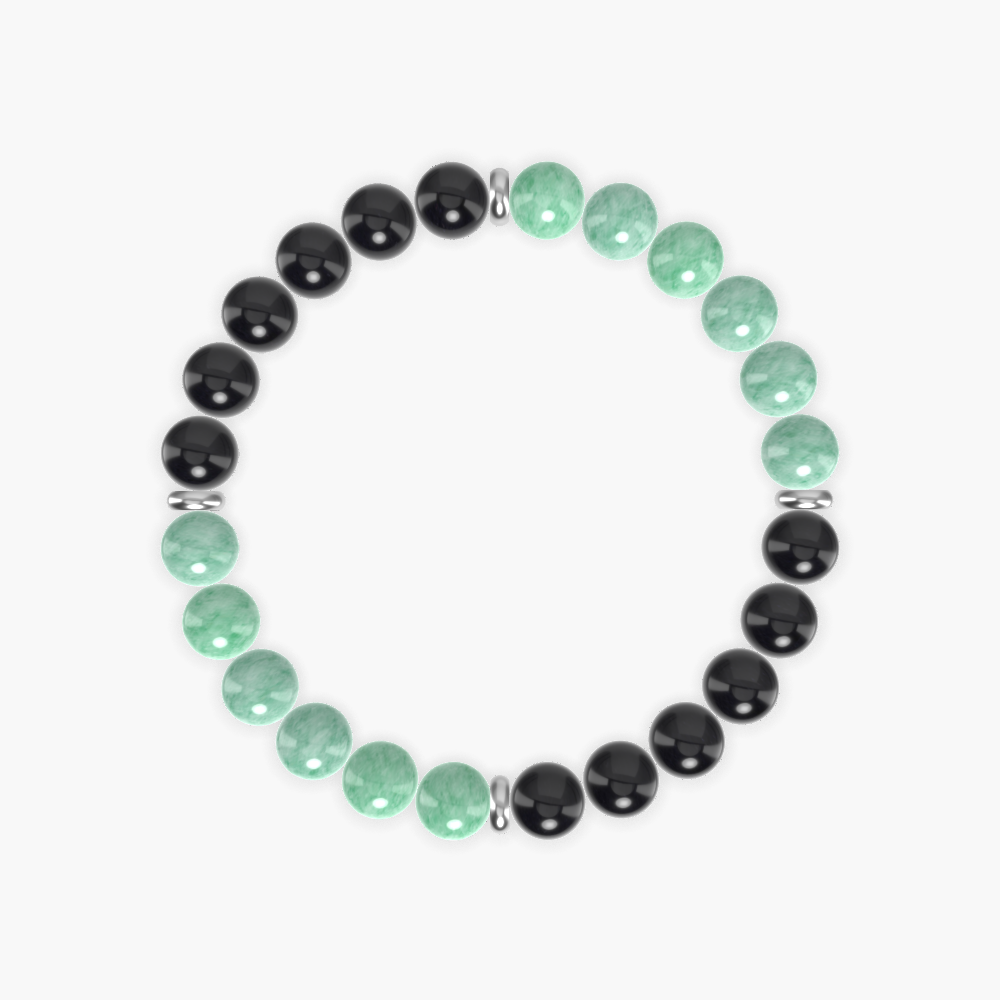 Black Obsidian and Green Jade Bracelet