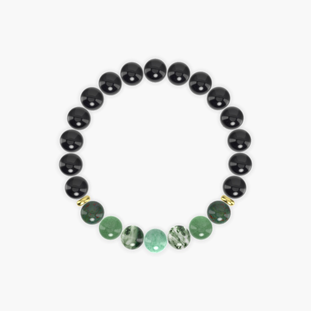 Black Obsidian, Moss Agate, Aventurine and more Gemstone Bracelet