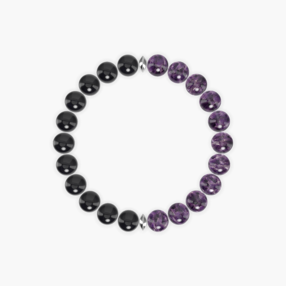 Amethyst and Black Obsidian Bracelet