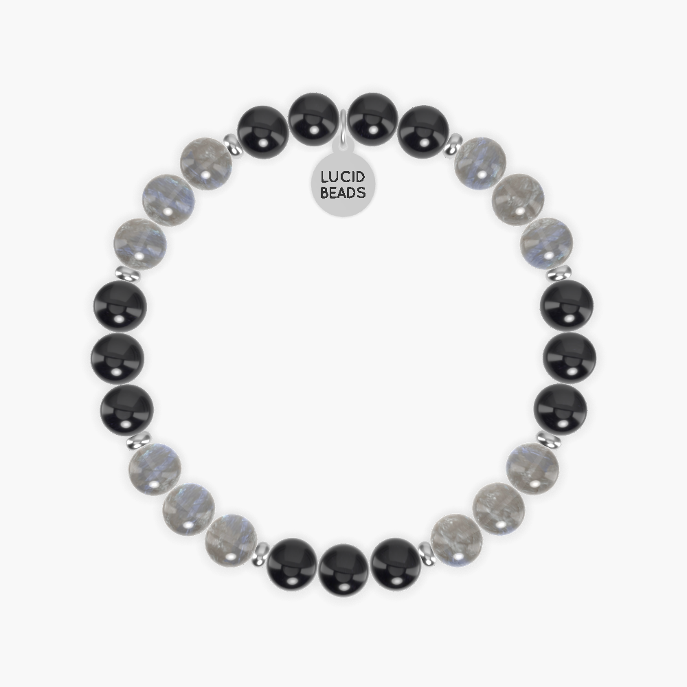 Labradorite, Black Tourmaline and Black Obsidian Bracelet