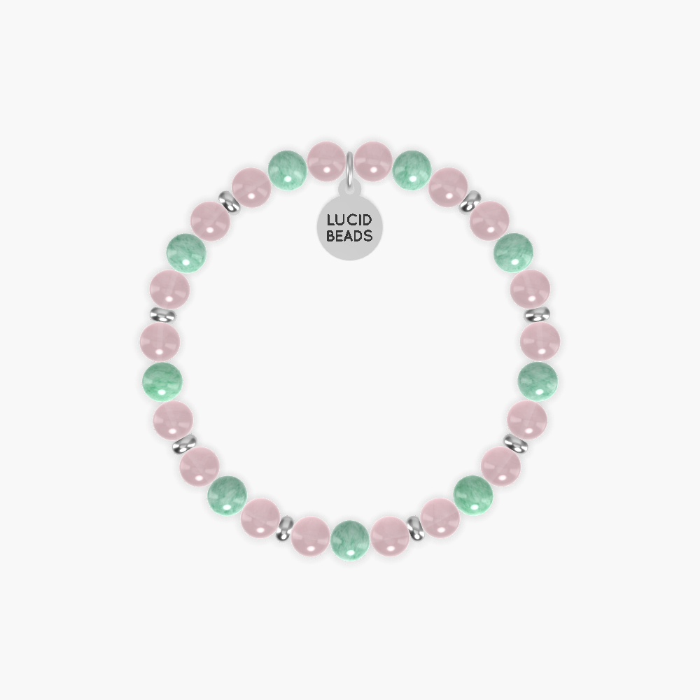 Taurus Zodiac Sign - Rose Quartz and Green Jade Bracelet
