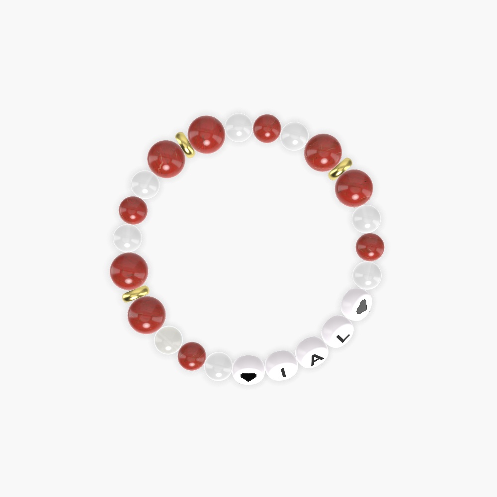 Red Jasper, White Jade and Moonstone Bracelet