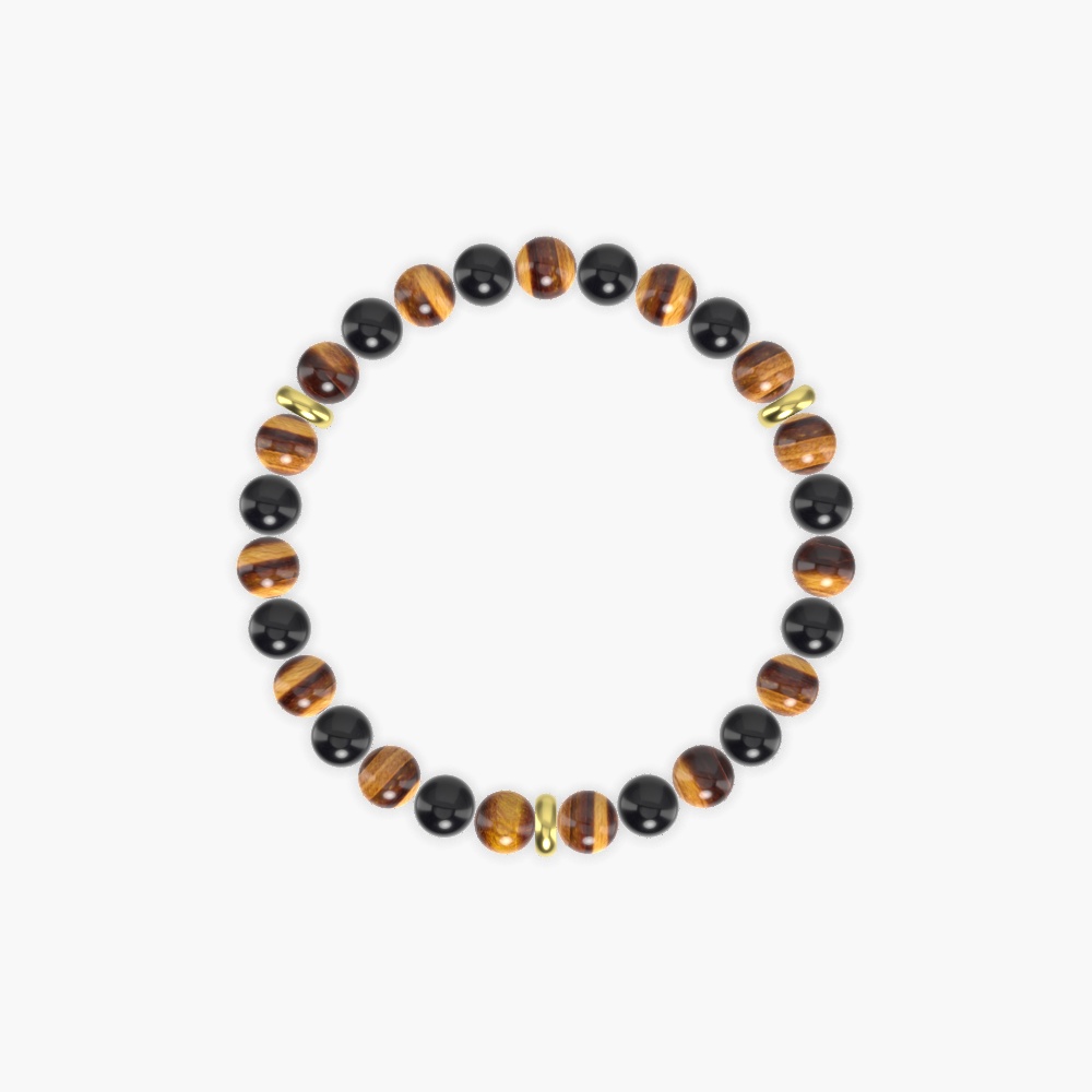 Tiger Eye and Black Obsidian Bracelet