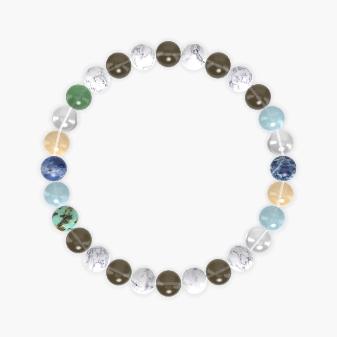 Smoky Quartz, Howlite, Clear Quartz and more Gemstone Bracelet