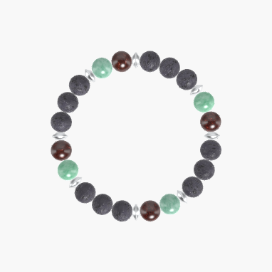Lava Rock, Garnet and Green Jade Bracelet