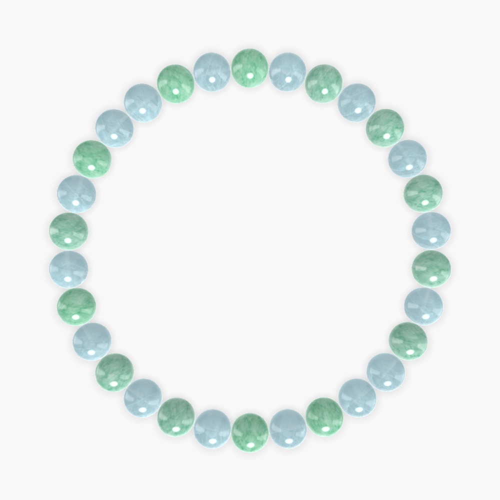 Aquamarine and Green Jade Bracelet