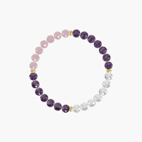 Amethyst, Clear Quartz and Rose Quartz Bracelet