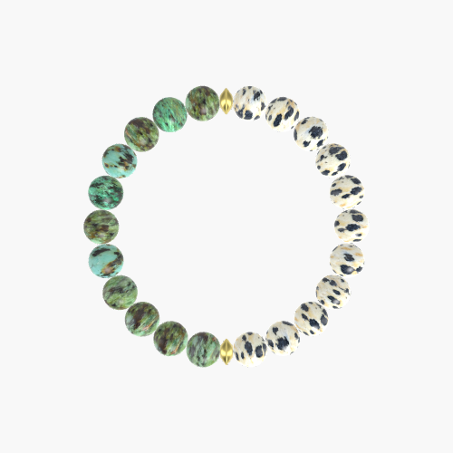 Dalmatian Jasper and African Turquoise Bracelet