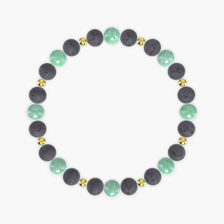 Lava Rock and Green Jade Bracelet