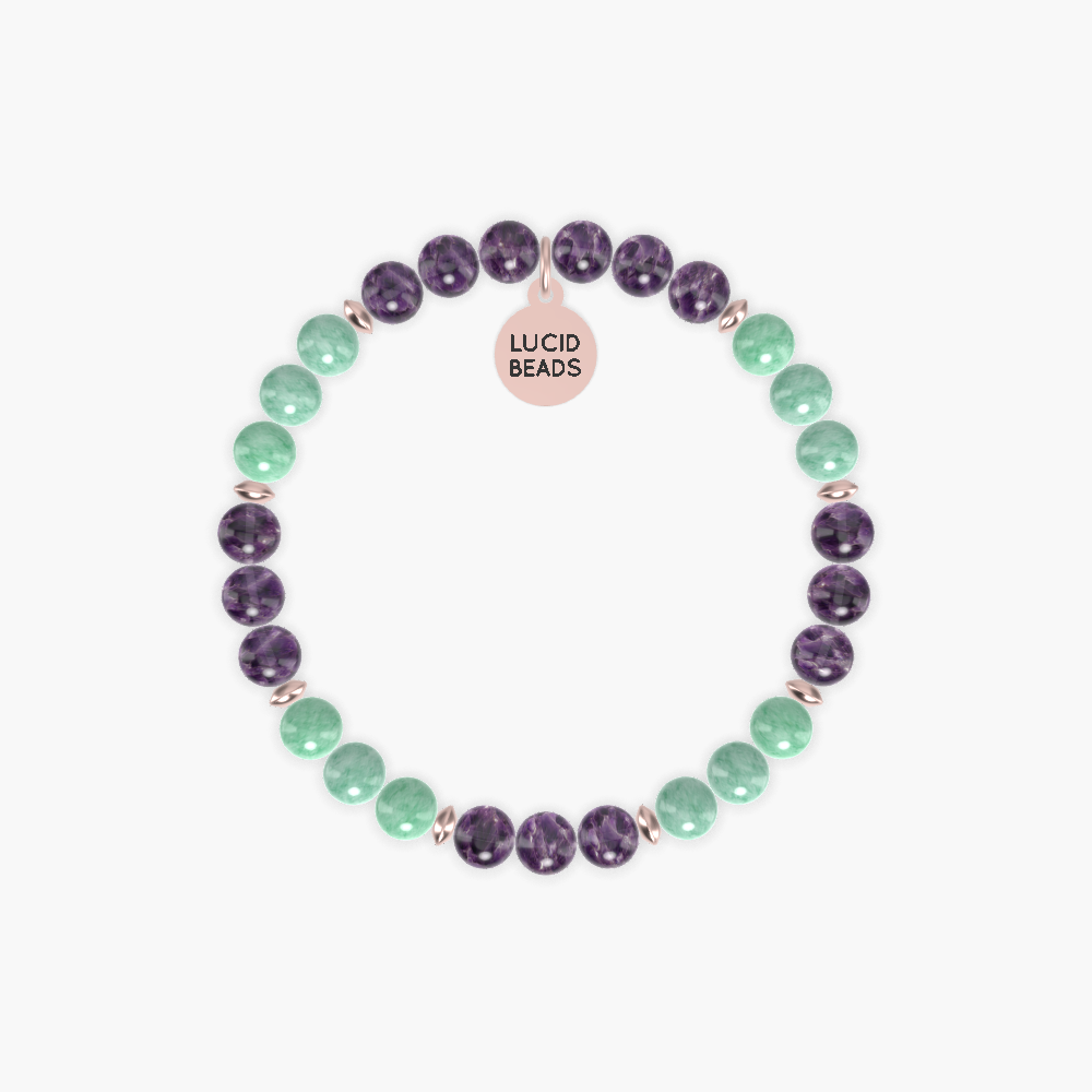 Amethyst and Green Jade Bracelet