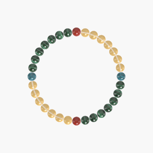 Malachite, Citrine, Red Jasper, and Apatite Gemstone Bead Bracelet