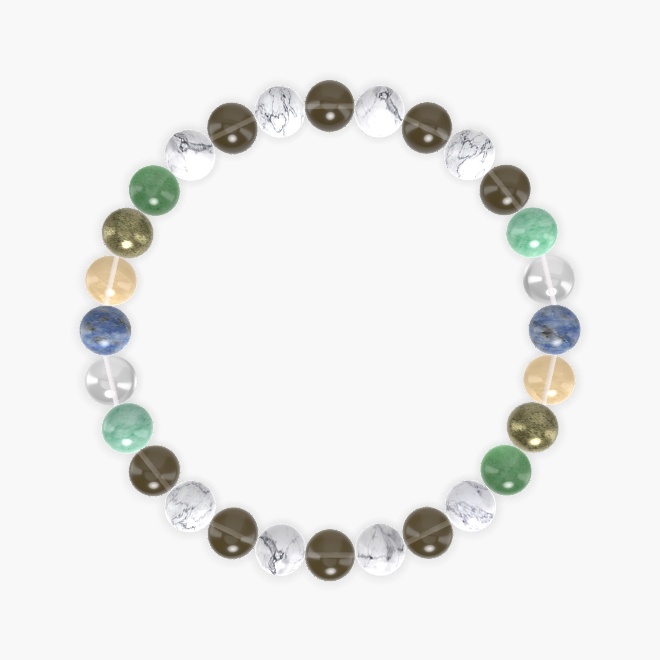 Smoky Quartz, Howlite, Aventurine and more Gemstone Bracelet
