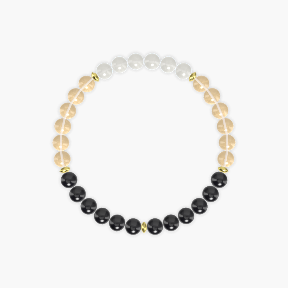 Black Tourmaline, Citrine and Moonstone Bracelet