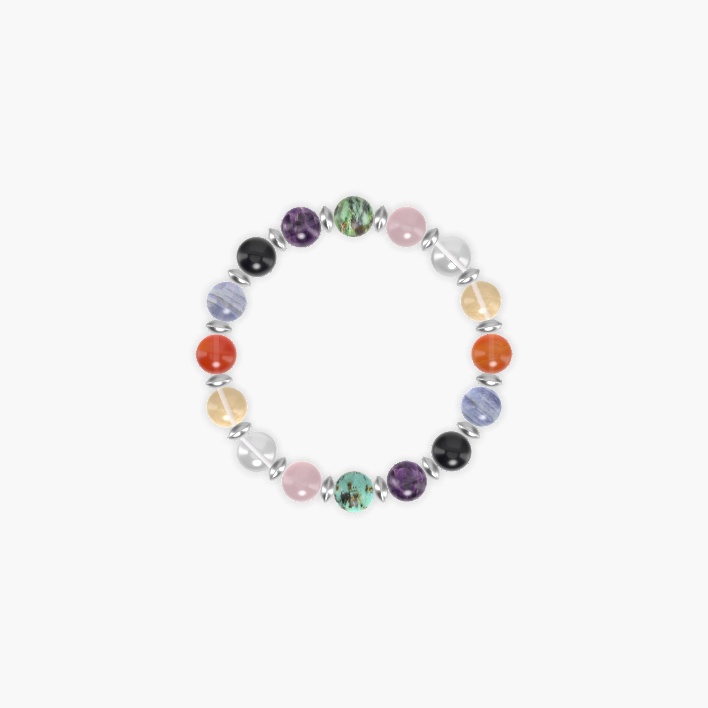 African Turquoise, Amethyst, Black Obsidian and more Gemstone Bracelet