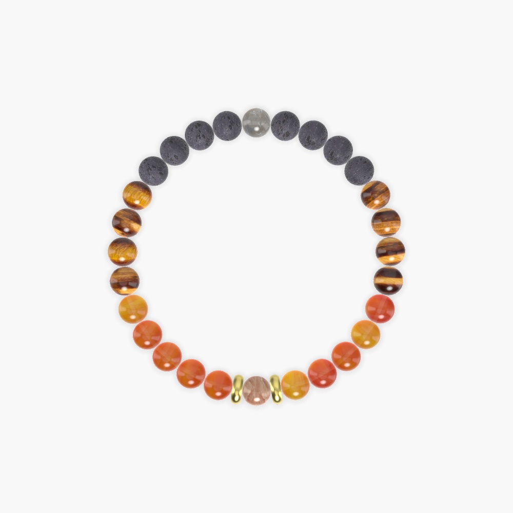 Carnelian, Tiger Eye, Lava Rock and more Gemstone Bracelet