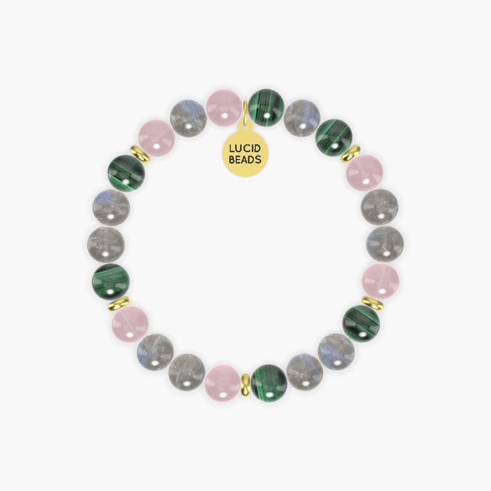 Labradorite, Malachite and Rose Quartz Bracelet