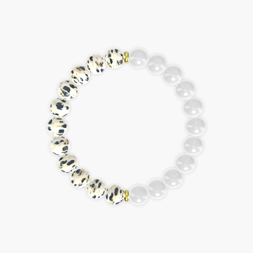 White Jade and Dalmatian Jasper Bracelet