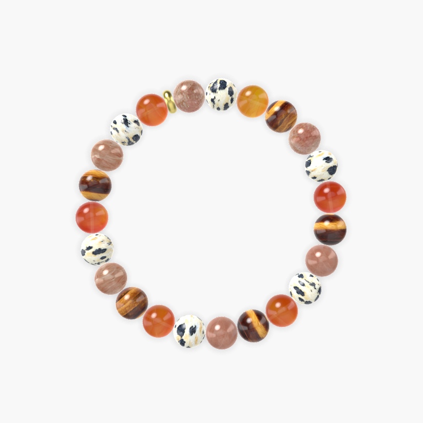 Carnelian, Dalmatian Jasper, Sunstone and more Gemstone Bracelet