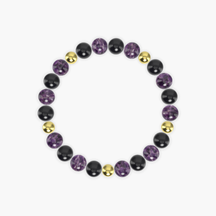 Amethyst and Black Obsidian Bracelet
