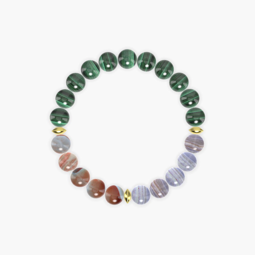 Malachite, Blue Lace Agate and Sardonyx Bracelet