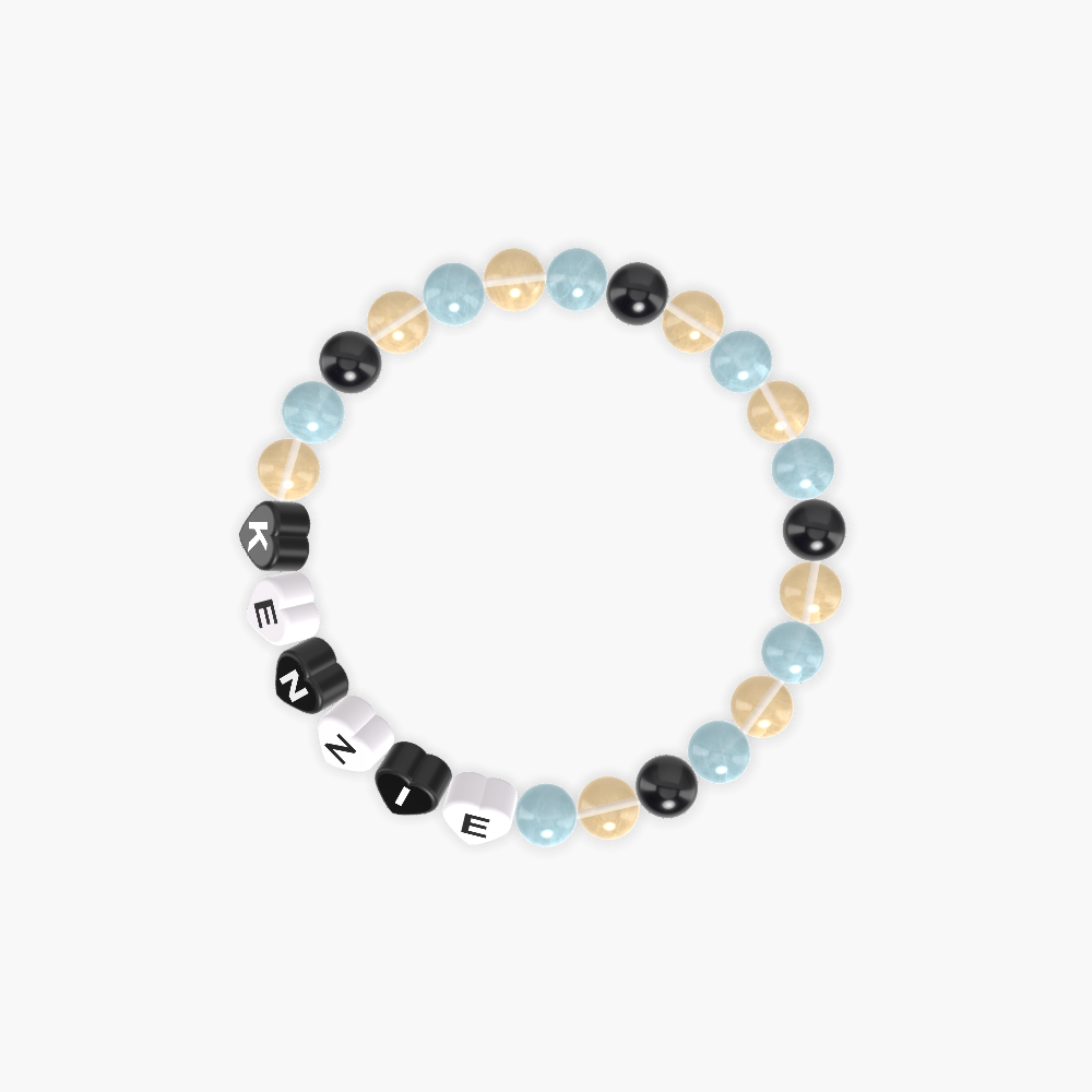 Aquamarine, Citrine and Black Tourmaline Bracelet