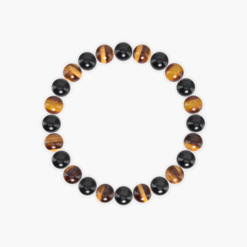 Tiger Eye, Black Obsidian and Black Tourmaline Bracelet
