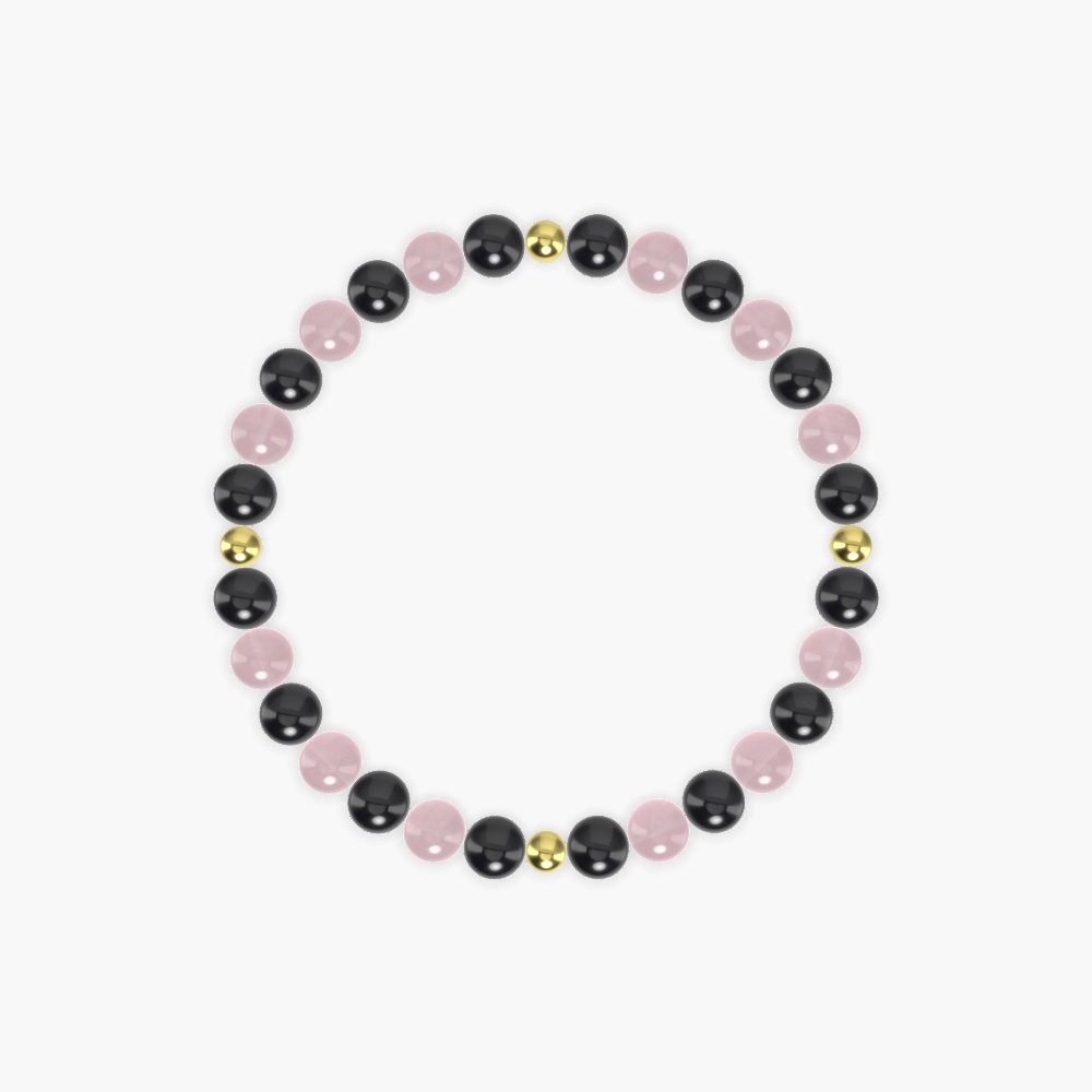 Black Tourmaline and Rose Quartz Bracelet