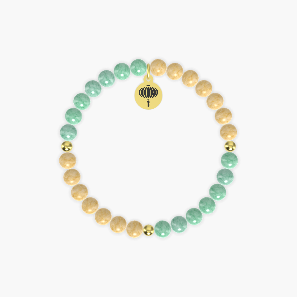 Lunar Harmony - Green Jade and Yellow Jade Bracelet