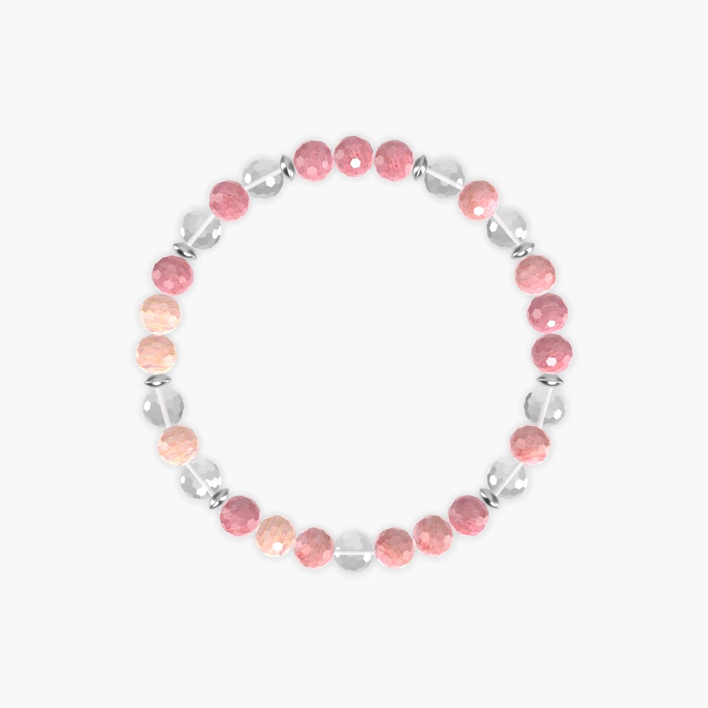 Rhodonite and Clear Quartz Bracelet