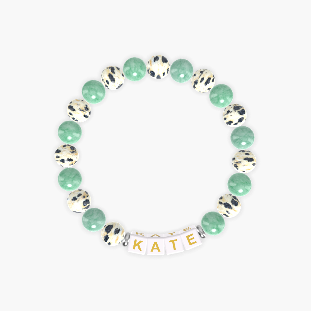 Green Jade and Dalmatian Jasper Bracelet