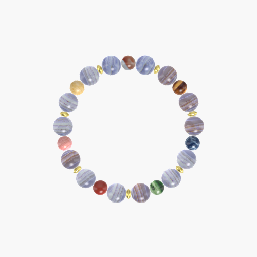 Blue Lace Agate, Moss Agate, Sodalite, Tiger Eye, Sardonyx etc. Gemstone Bead Bracelet