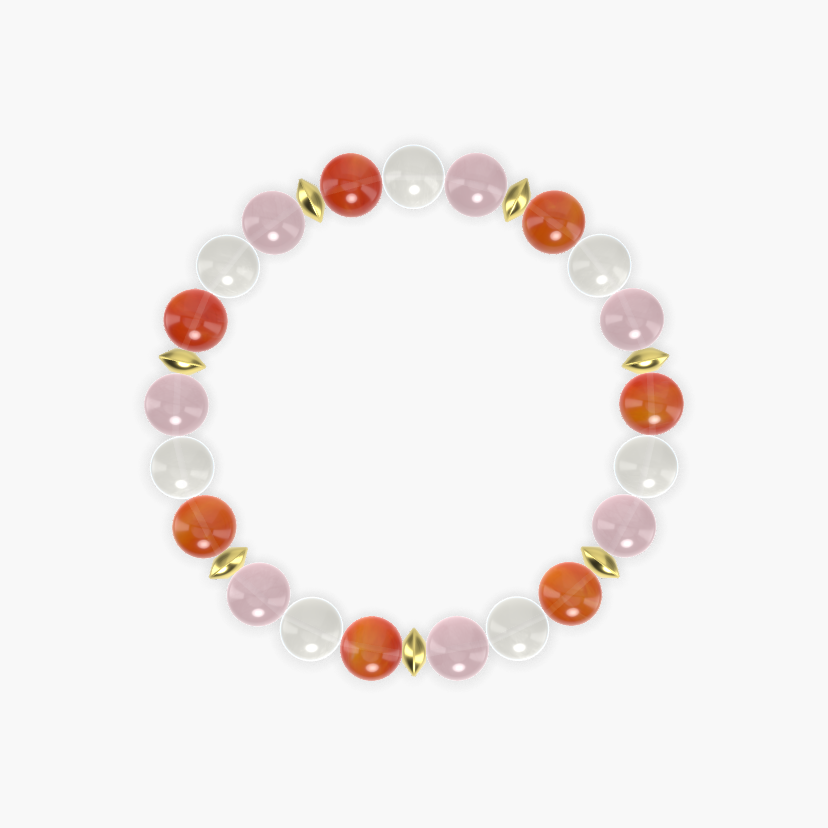 Rose Quartz, Moonstone and Carnelian Bracelet