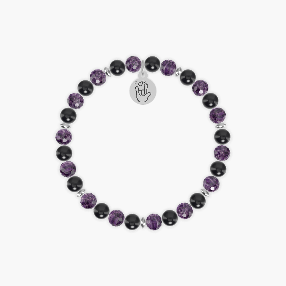 Amethyst and Black Obsidian Bracelet