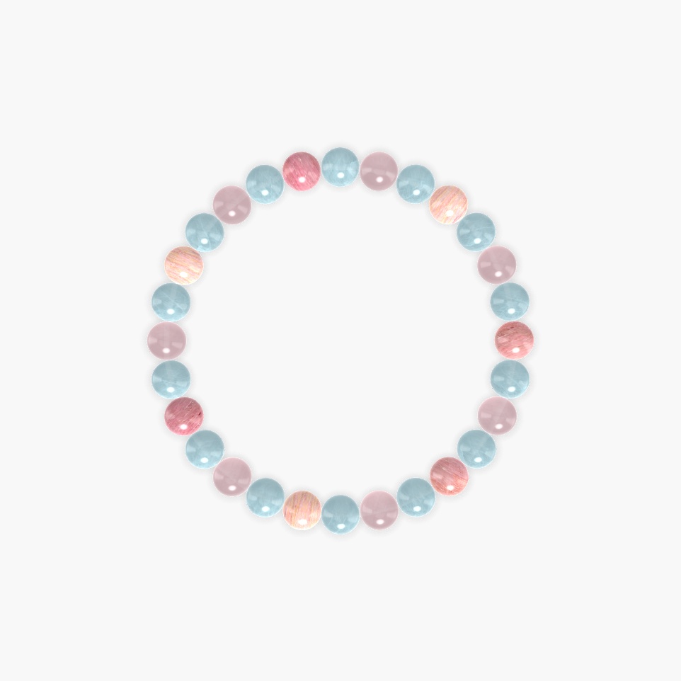 Aquamarine, Rose Quartz and Rhodonite Bracelet