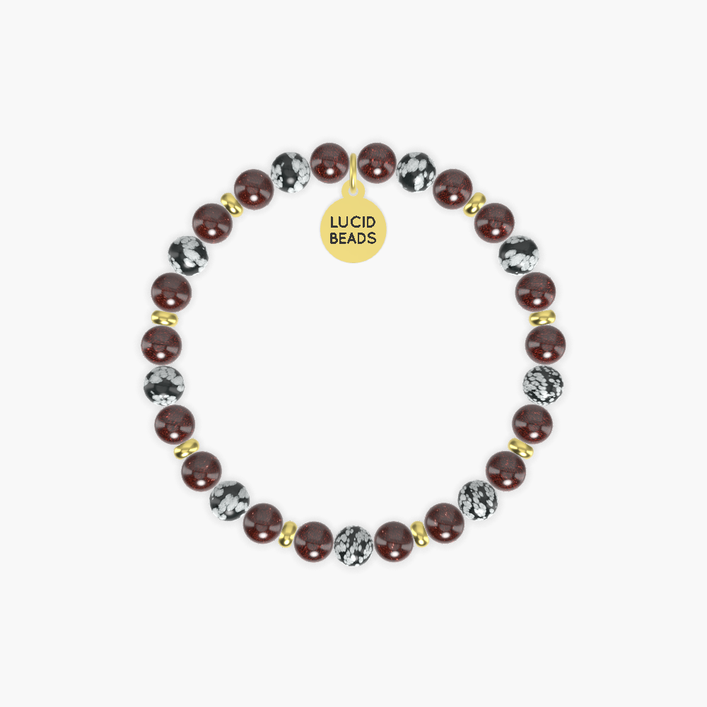 Garnet and Snowflake Obsidian Bracelet