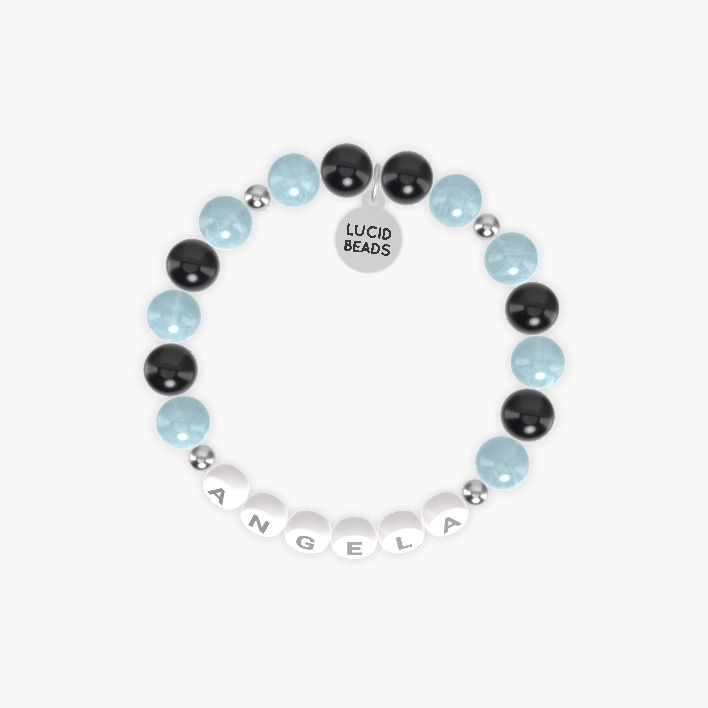 Aquamarine and Black Obsidian Bracelet