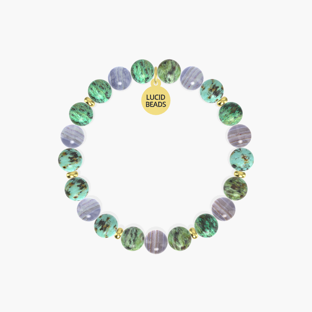 Renewal Serenity - African Turquoise and Blue Lace Agate Bracelet
