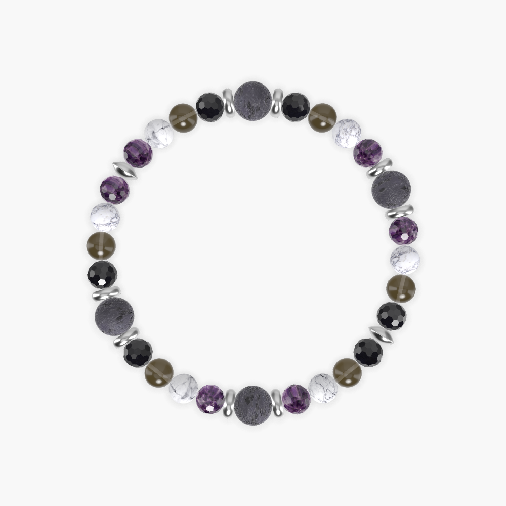 Amethyst, Howlite, Smoky Quartz and more Gemstone Bracelet